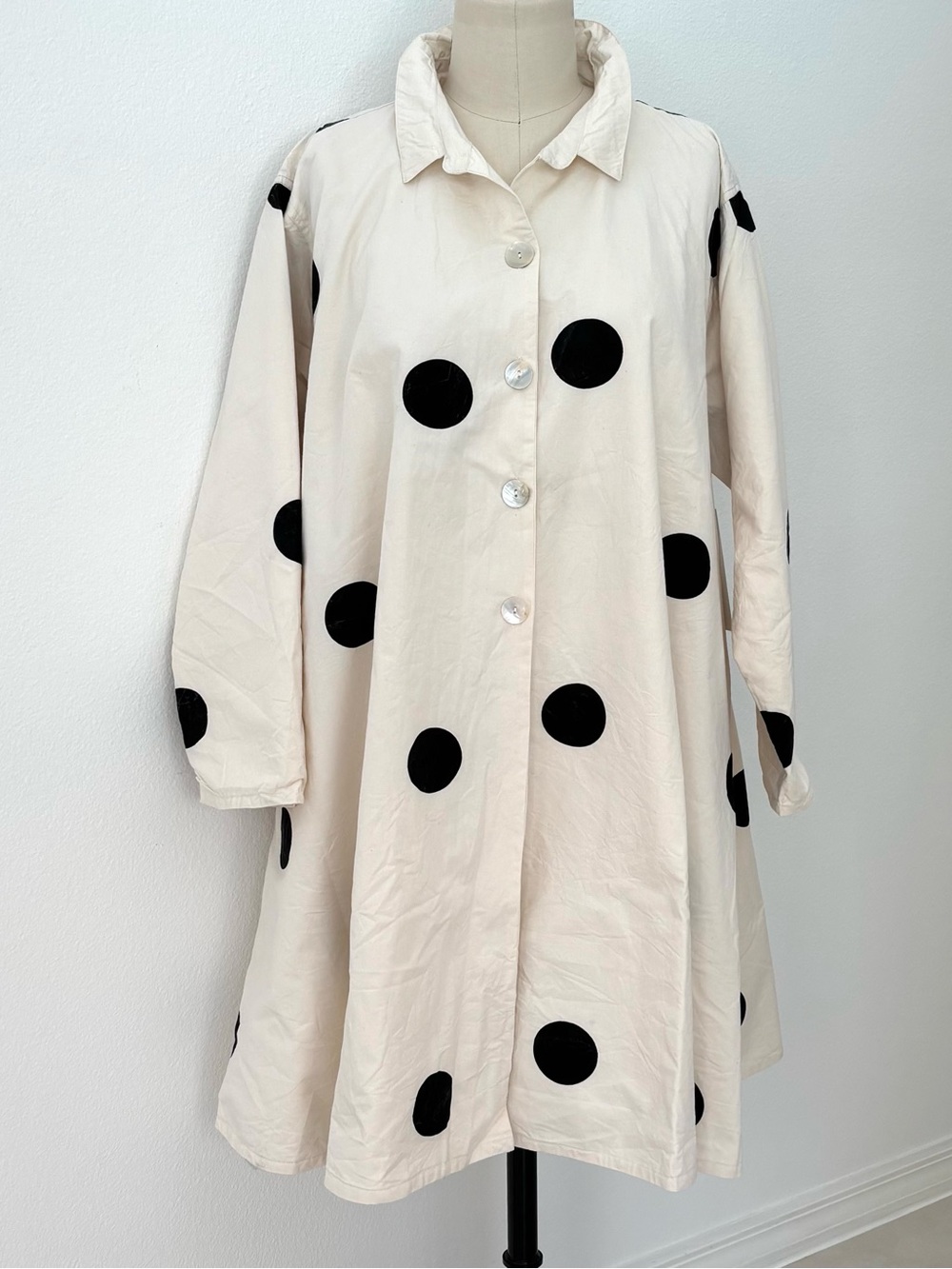 MegbyDesign Matisse Jacket NWT Cream Black Polka-Dots Swing-Style Oversized S
